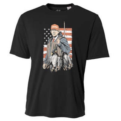 Duck Hunting Trump Camo Hello Hunting Season Us Flag Cooling Performance Crew T-Shirt