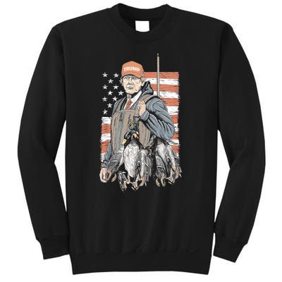 Duck Hunting Trump Camo Hello Hunting Season Us Flag Sweatshirt