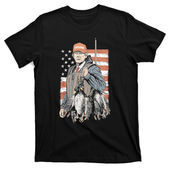 Duck Hunting Trump Camo Hello Hunting Season Us Flag T-Shirt