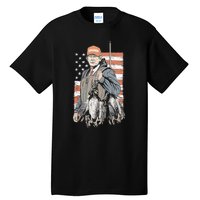 Duck Hunting Trump Camo Hello Hunting Season Us Flag Tall T-Shirt