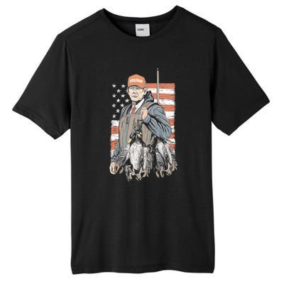 Duck Hunting Trump Camo Hello Hunting Season Us Flag Tall Fusion ChromaSoft Performance T-Shirt