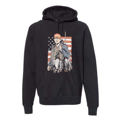 Duck Hunting Trump Camo Hello Hunting Season Us Flag Premium Hoodie