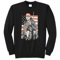 Duck Hunting Trump Camo Hello Hunting Season Us Flag Tall Sweatshirt