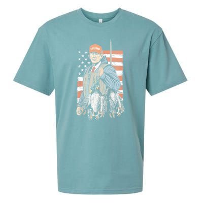 Duck Hunting Trump Camo Hello Hunting Season Us Flag Sueded Cloud Jersey T-Shirt