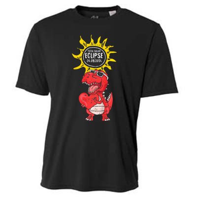 Dinosaur Heart Total Solar Eclipse April 8 2024 Totality Cooling Performance Crew T-Shirt