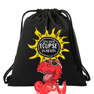 Dinosaur Heart Total Solar Eclipse April 8 2024 Totality Drawstring Bag