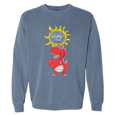 Dinosaur Heart Total Solar Eclipse April 8 2024 Totality Garment-Dyed Sweatshirt