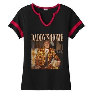 Daddys Home Trump 2024 Leopard Funny Maga Ladies Halftime Notch Neck Tee