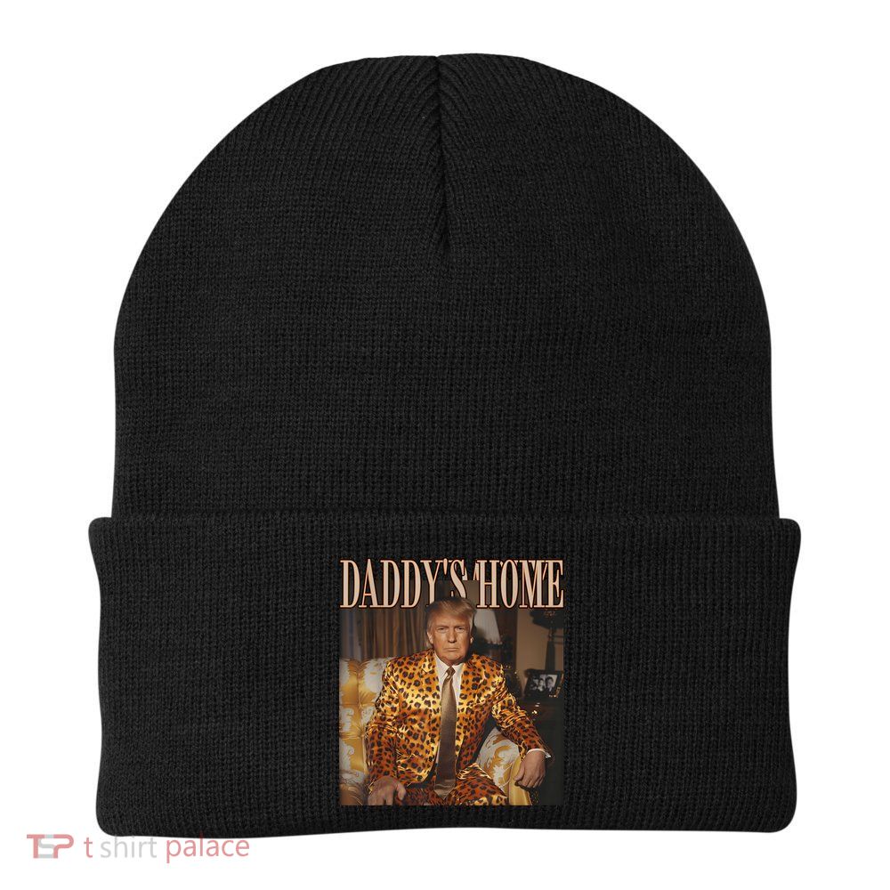 Daddys Home Trump 2024 Leopard Funny Maga Knit Cap Winter Beanie