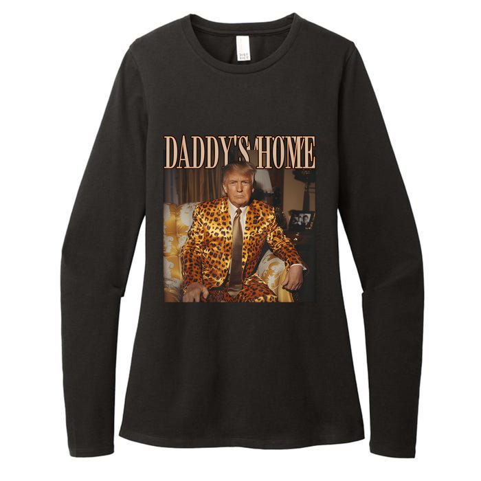 Daddys Home Trump 2024 Leopard Funny Maga Womens CVC Long Sleeve Shirt