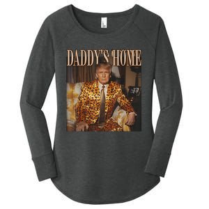 Daddys Home Trump 2024 Leopard Funny Maga Women's Perfect Tri Tunic Long Sleeve Shirt