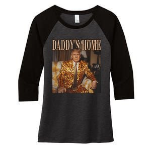 Daddys Home Trump 2024 Leopard Funny Maga Women's Tri-Blend 3/4-Sleeve Raglan Shirt