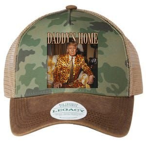 Daddys Home Trump Trump 2024 Leopard Funny Maga Legacy Tie Dye Trucker Hat