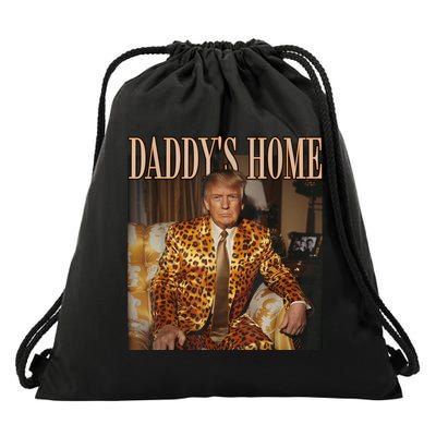 Daddys Home Trump Trump 2024 Leopard Funny Maga Drawstring Bag