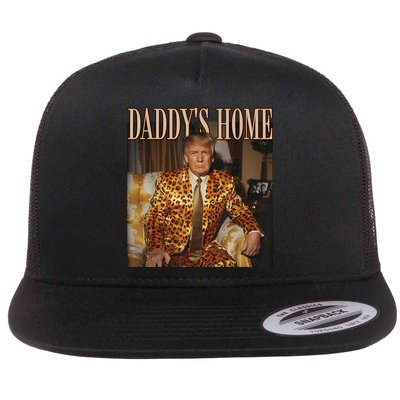 Daddys Home Trump Trump 2024 Leopard Funny Maga Flatbill Hat