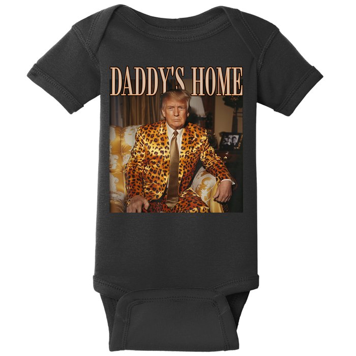 Daddys Home Trump Trump 2024 Leopard Funny Maga Baby Bodysuit