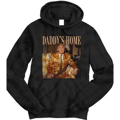 Daddys Home Trump Trump 2024 Leopard Funny Maga Tie Dye Hoodie