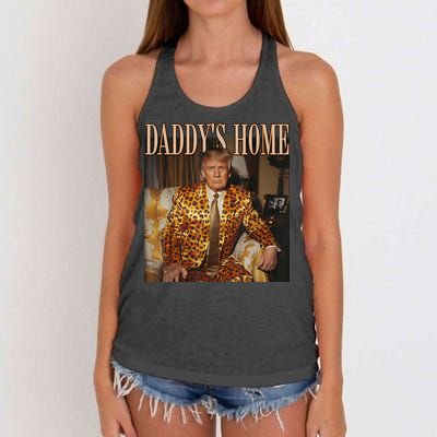 Daddys Home Trump Trump 2024 Leopard Funny Maga Women's Knotted Racerback Tank