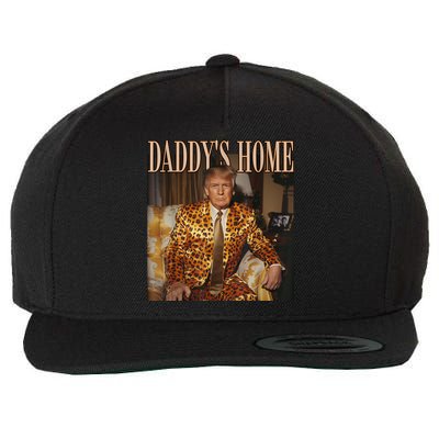 Daddys Home Trump Trump 2024 Leopard Funny Maga Wool Snapback Cap