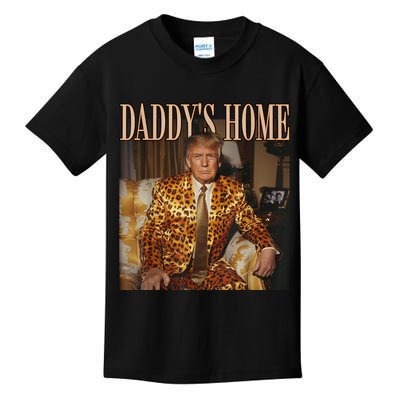Daddys Home Trump Trump 2024 Leopard Funny Maga Kids T-Shirt