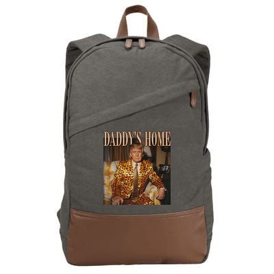 Daddys Home Trump Trump 2024 Leopard Funny Maga Cotton Canvas Backpack