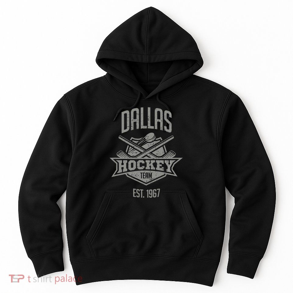 Dallas Hockey Team Vintage Est 1967 Texas Star Sticks & Puck Hoodie