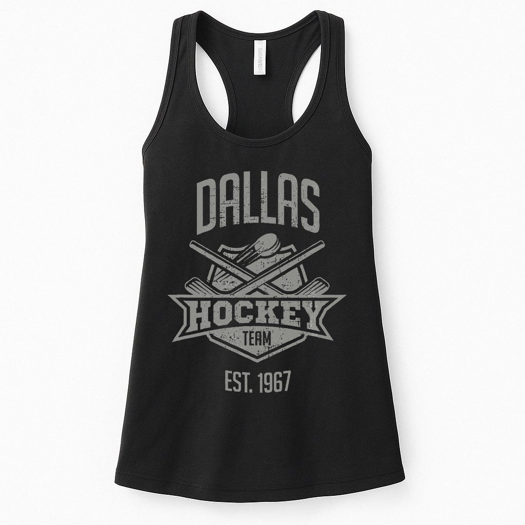 Dallas Hockey Team Vintage Est 1967 Texas Star Sticks & Puck Womens Tank Top