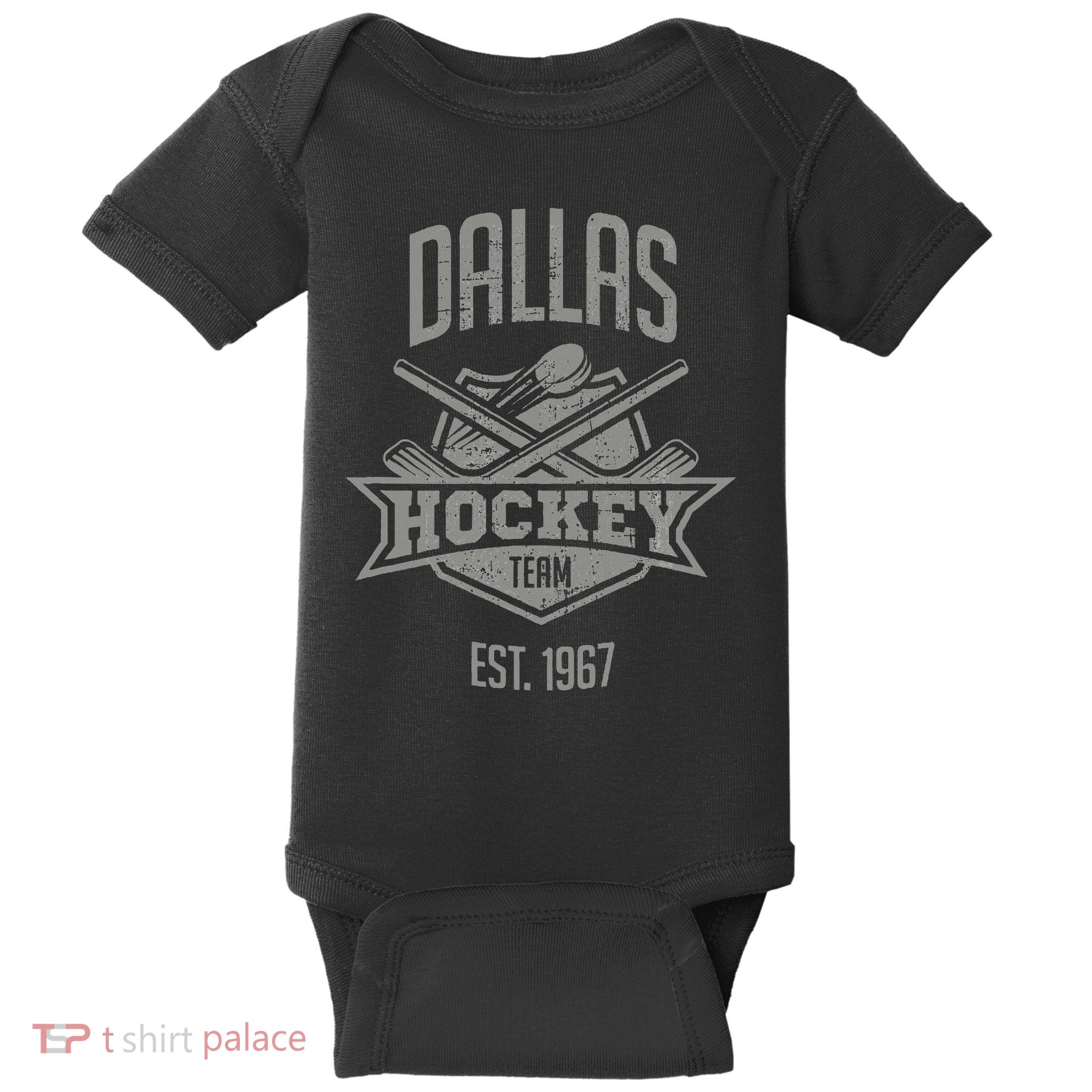 Dallas Hockey Team Vintage Est 1967 Texas Star Sticks & Puck Baby Bodysuit