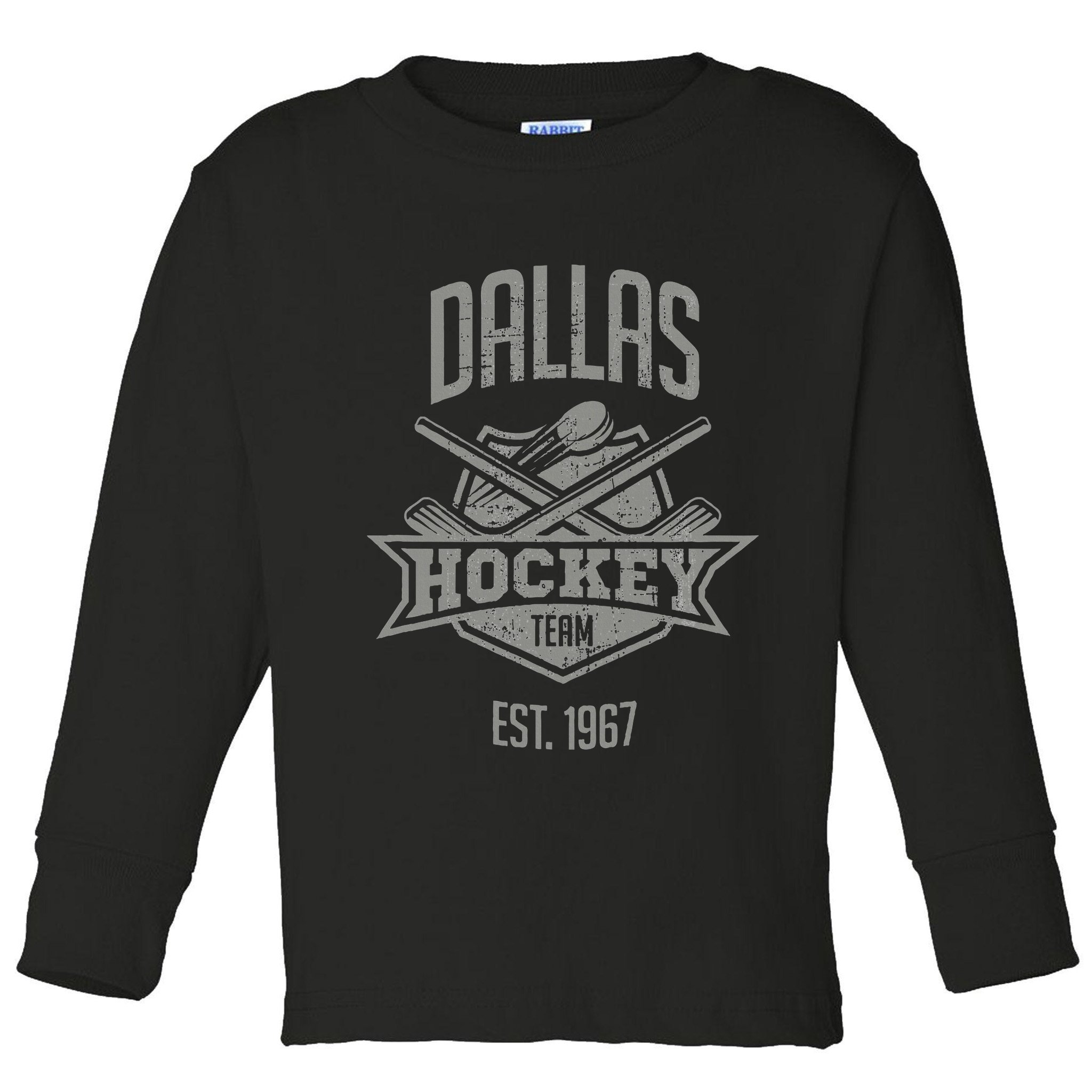 Dallas Hockey Team Vintage Est 1967 Texas Star Sticks & Puck Toddler Long Sleeve Shirt