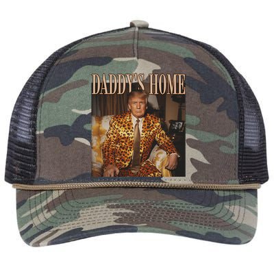 DaddyS Home Trump 2024: Funny Leopard Maga Design Retro Rope Trucker Hat Cap