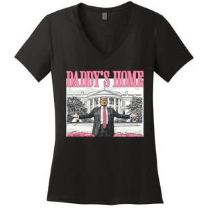 Daddys Home Trump 2024 Women's V-Neck T-Shirt