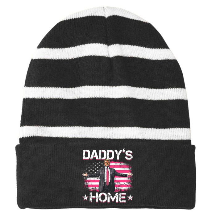 Daddys Home Trump 2024 Striped Beanie with Solid Band