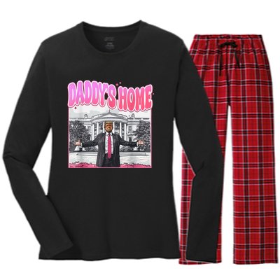 Daddys Home Trump 2024 Women's Long Sleeve Flannel Pajama Set 