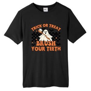 Dental Halloween Trick Or Treat Brush Your Teeth Funny Ghost Gift Tall Fusion ChromaSoft Performance T-Shirt