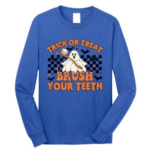 Dental Halloween Trick Or Treat Brush Your Teeth Funny Ghost Gift Long Sleeve Shirt