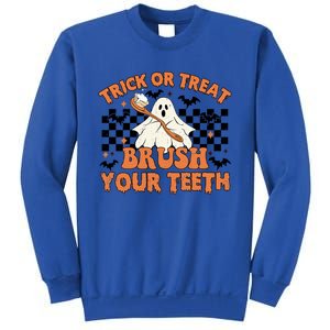 Dental Halloween Trick Or Treat Brush Your Teeth Funny Ghost Gift Sweatshirt