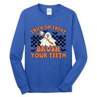 Dental Halloween Trick Or Treat Brush Your Teeth Funny Ghost Gift Tall Long Sleeve T-Shirt