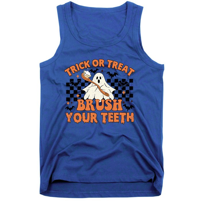 Dental Halloween Trick Or Treat Brush Your Teeth Funny Ghost Gift Tank Top