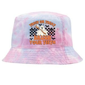 Dental Halloween Trick Or Treat Brush Your Teeth Funny Ghost Gift Tie-Dyed Bucket Hat