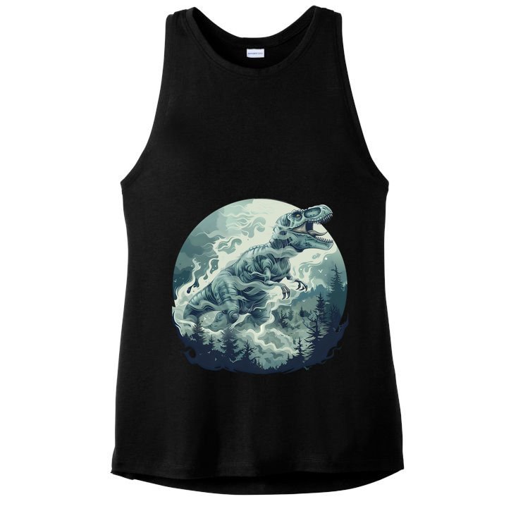 Dinosaur Halloween Trex Roaring Gift Ladies PosiCharge Tri-Blend Wicking Tank