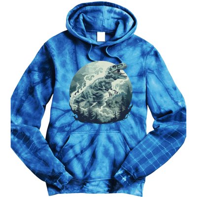 Dinosaur Halloween Trex Roaring Gift Tie Dye Hoodie
