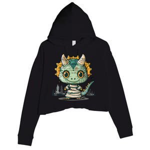 Dinosaur Halloween Triceratops As A Mummy Gift Crop Fleece Hoodie