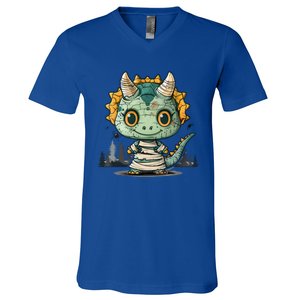 Dinosaur Halloween Triceratops As A Mummy Gift V-Neck T-Shirt