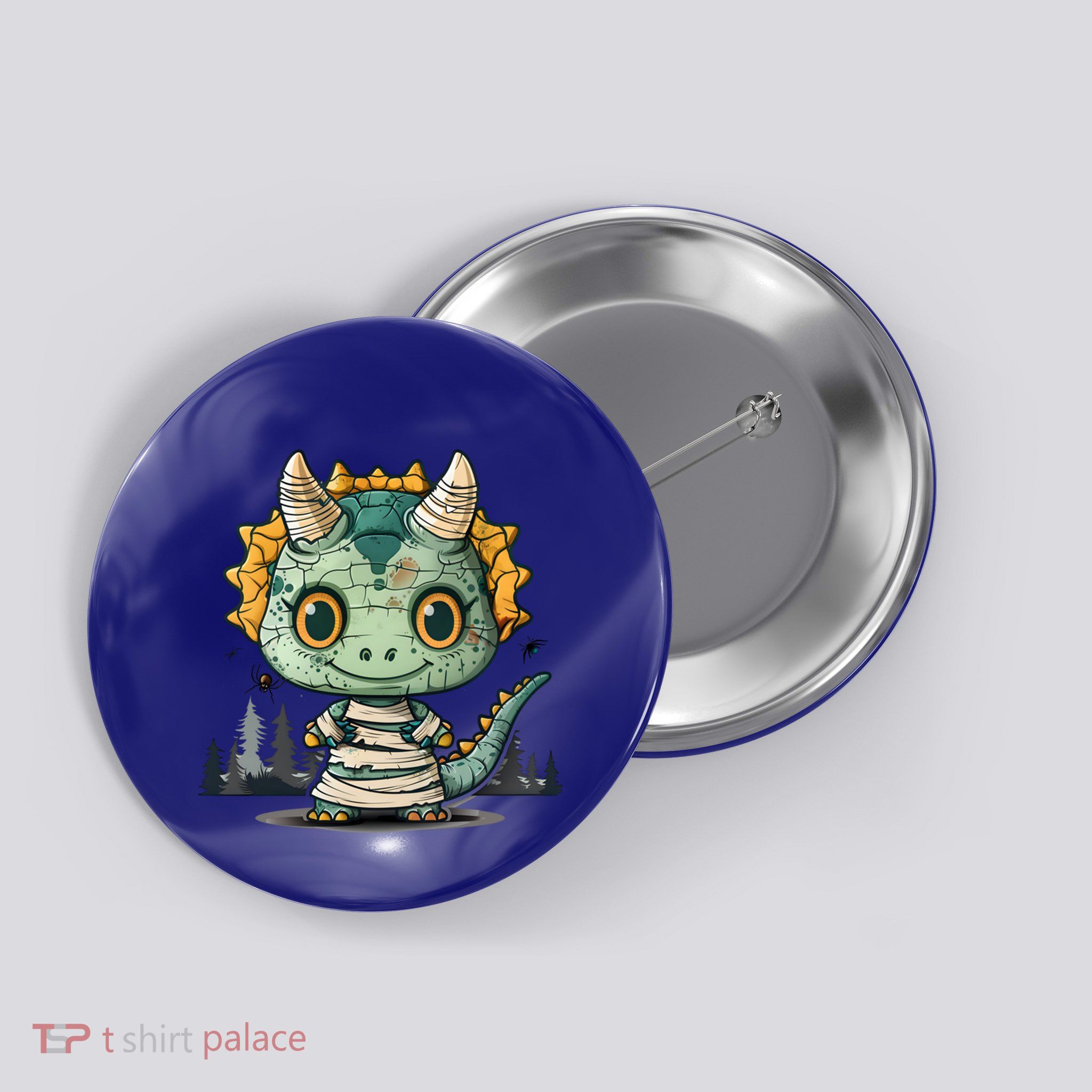 Dinosaur Halloween Triceratops As A Mummy Gift Button