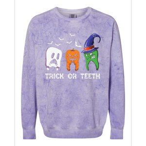 Dentist Halloween Trick Or Teeth Funny Dental Treat Cute Gift Colorblast Crewneck Sweatshirt