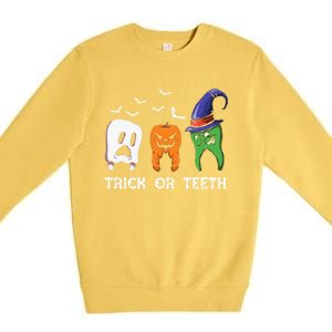 Dentist Halloween Trick Or Teeth Funny Dental Treat Cute Gift Premium Crewneck Sweatshirt