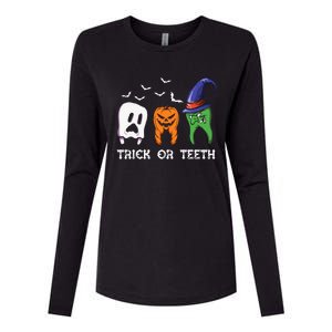 Dentist Halloween Trick Or Teeth Funny Dental Treat Cute Gift Womens Cotton Relaxed Long Sleeve T-Shirt