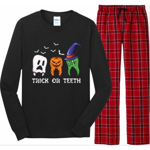 Dentist Halloween Trick Or Teeth Funny Dental Treat Cute Gift Long Sleeve Pajama Set