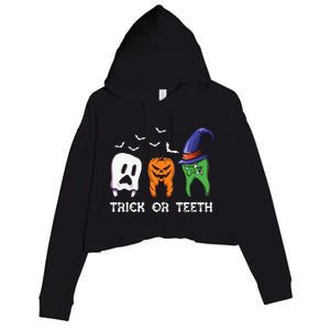 Dentist Halloween Trick Or Teeth Funny Dental Treat Cute Gift Crop Fleece Hoodie