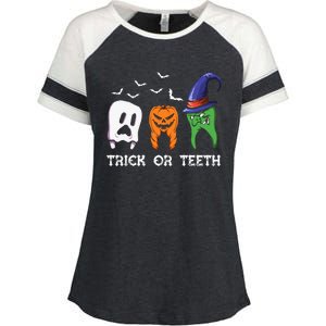 Dentist Halloween Trick Or Teeth Funny Dental Treat Cute Gift Enza Ladies Jersey Colorblock Tee